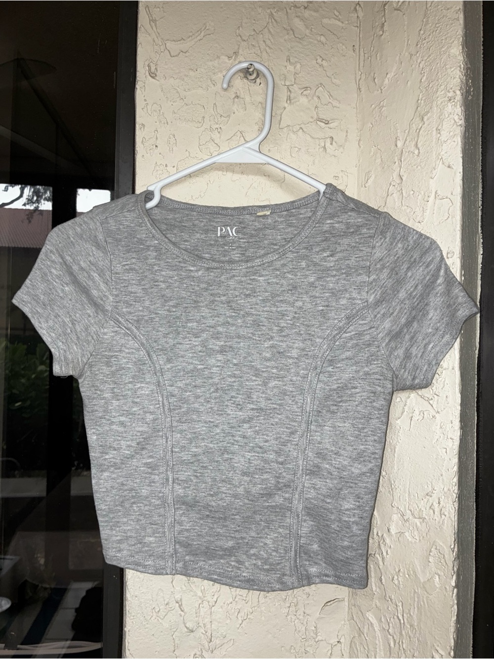 PacSun Gray Seam-Detail Crop Tee